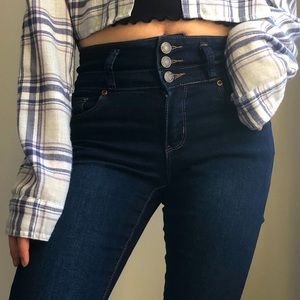 Dark Blue Ultra-High-Waisted Skinny Jeans